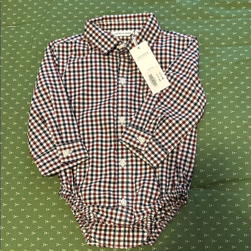 Janie and Jack Red and Navy Button-down Onesie
